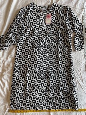 Threaded Elegance Black & White Long Sleeve Dress